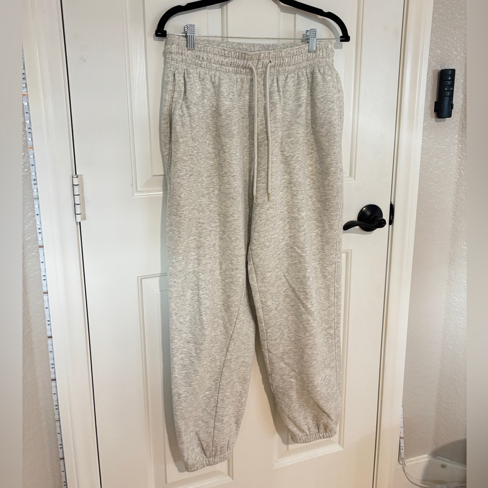 H&M Gray Cotton-Blend Cuffed Sweatpants
